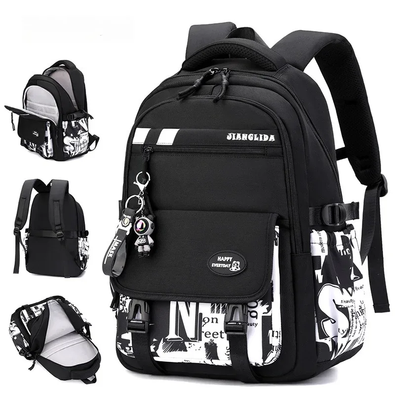 sac à dos de voyage léger grande capacité pour enfants, adolescents et collégiens, noir