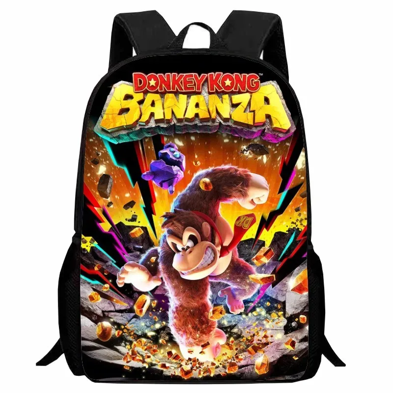 sac dos nylon donkey kong animé joyeux course combat famille grande capacité voyager école