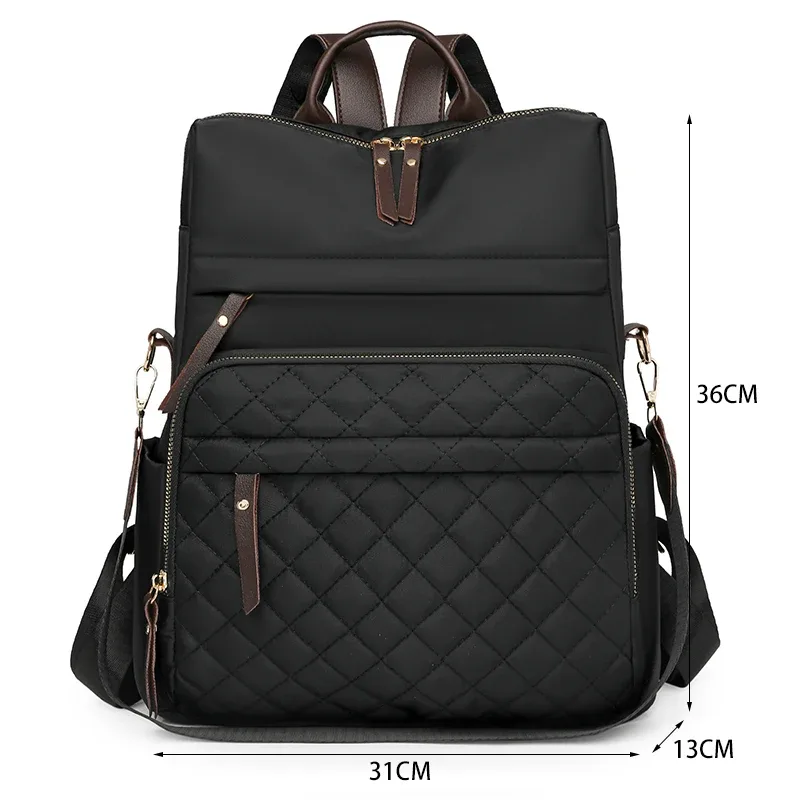 sac à dos à carreaux pour femmes, sac à dos imperméable en nylon, sac à main de grande capacité pour livres, voyage en plein air, cartable de week-end