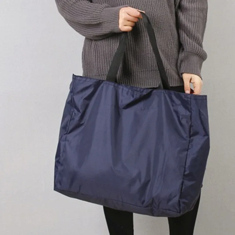sacs de courses de couleur unie avec fermeture éclair, grande capacité, sacs fourre-tout pour l'épicerie, lavables, réutilisables, simples, robustes, pour l'extérieur, nouvelle mode