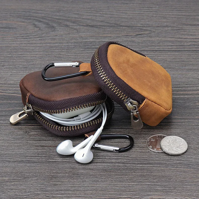 nouveau 2026 – porte-monnaie rétro mini en cuir pu pour homme et femme, avec mousqueton, multicolore, pour extérieur, et organiseur de câbles d'écouteurs