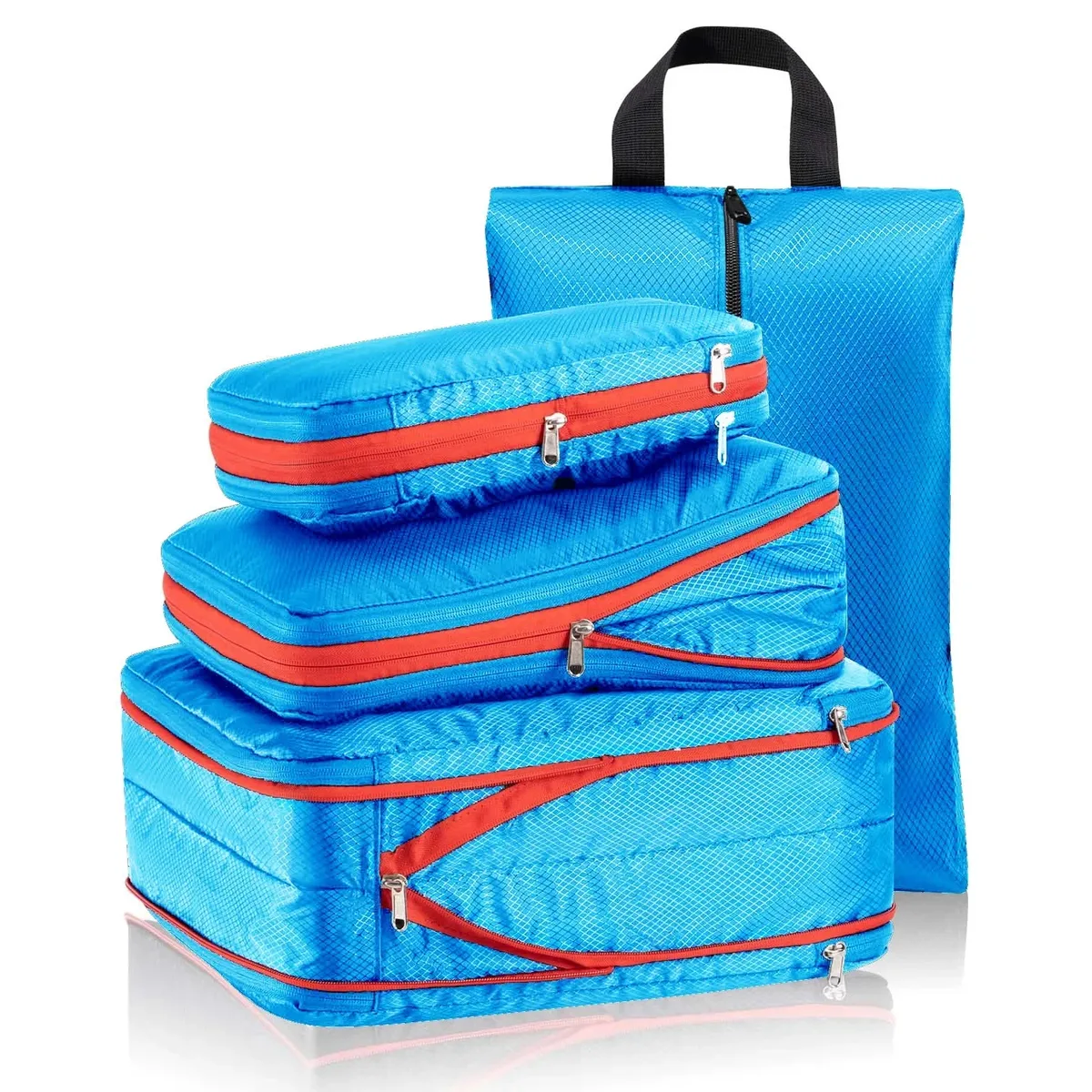organisateur voyage compression double sacs rangement tissu noir bordure rouge polyvalent transport chaussures vêtements