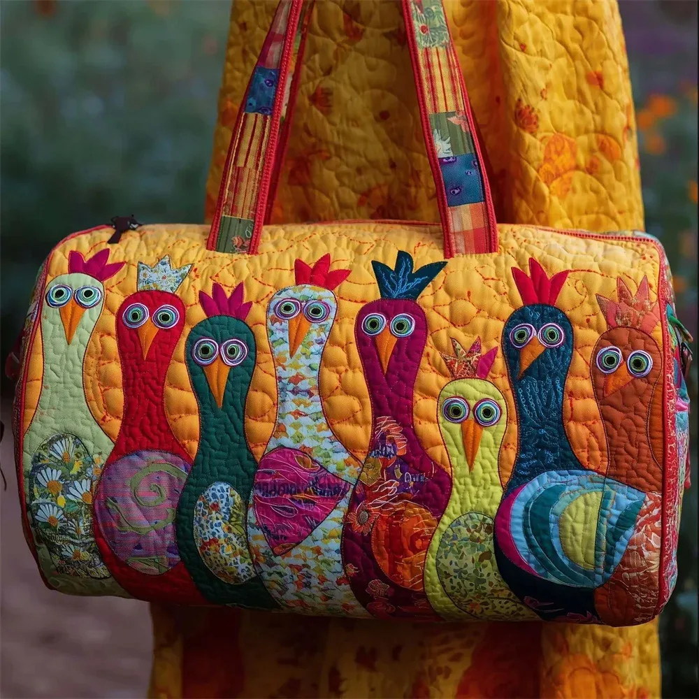 sac de voyage matelassé gf funny art à imprimé poulet, style bohème 2026, personnalisé, fourre-tout de voyage pour femmes et hommes, sac de week-end