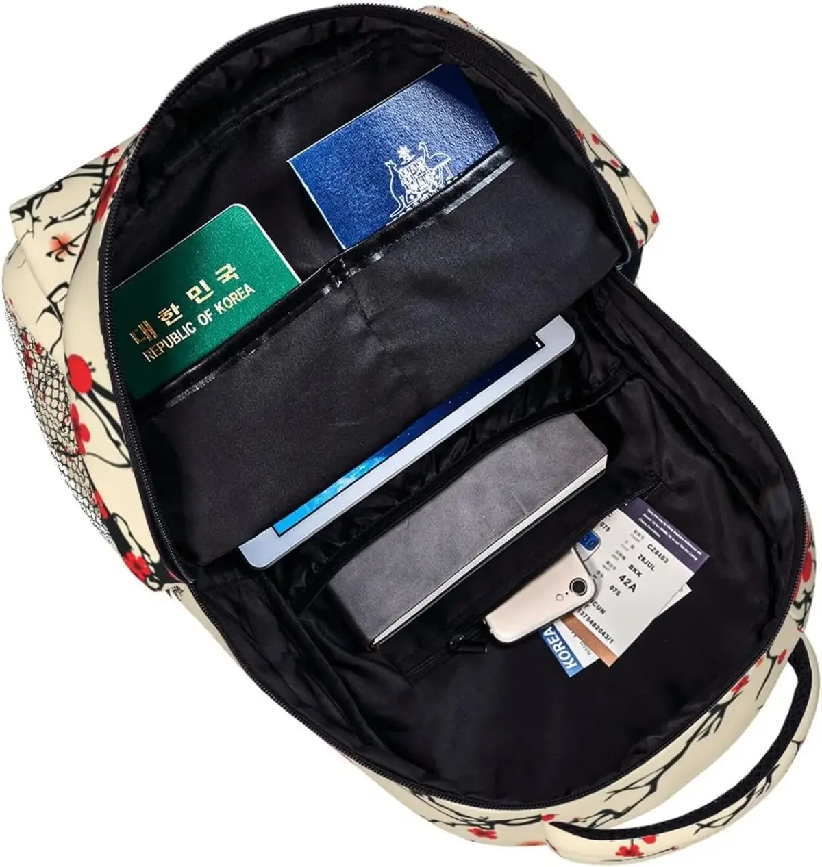 sac à dos décontracté à motif de fleurs sans fleurs japonaises, sac à dos pour ordinateur portable, sac à dos pour ordinateur avec poches, sac à dos pour le travail, les voyages d'affaires