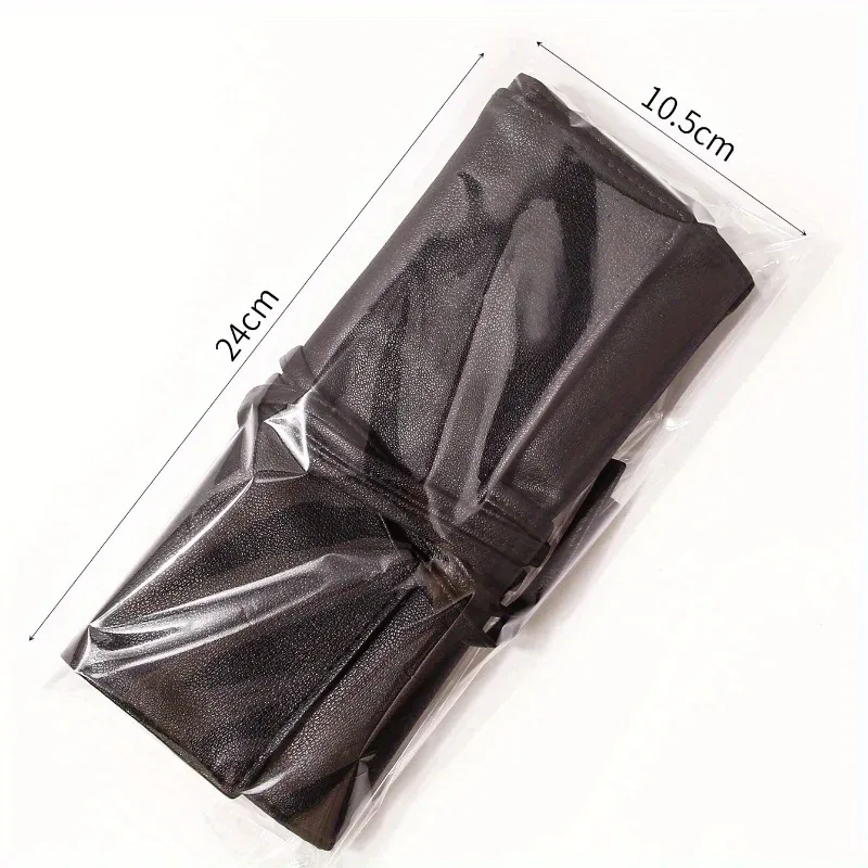 étui pliable en pu noir pour pinceaux de maquillage, 1 pièce, support de rangement, sac à cosmétiques, organisateur utile polyvalent, pochette pliante