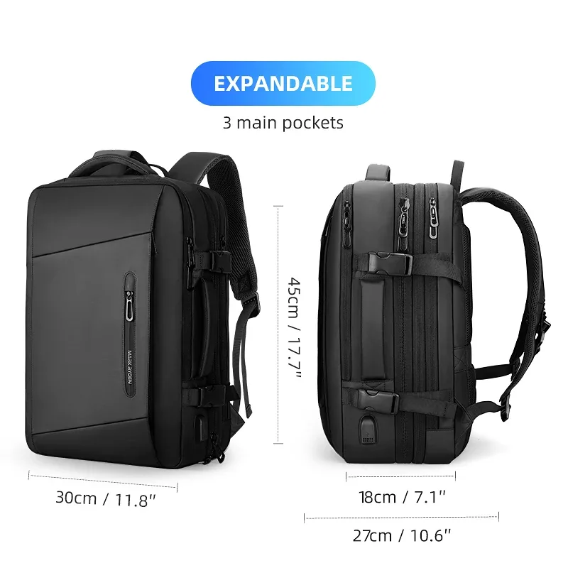 mark ryden 17 pouces sac à dos pour ordinateur portable imperméable homme sac usb recharge multicouche espace voyage homme sac anti-vol mochila