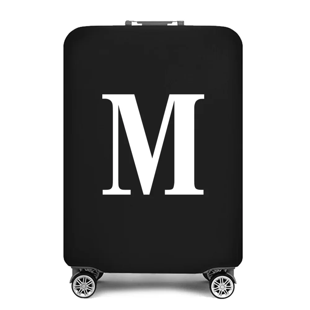 housse de protection pour bagages, housse de protection pour valise de 18 à 28 pouces, accessoires de voyage, 26 lettres blanches imprimées, housse anti-poussière élastique