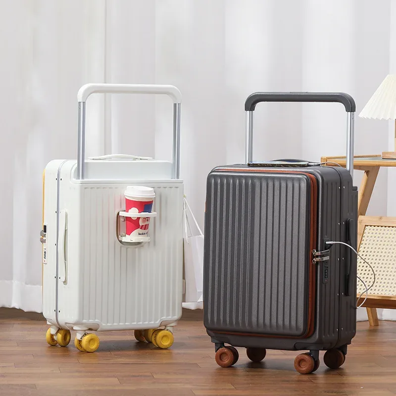 valise de voyage en aluminium avec cadre pc, ouverture frontale, poignée large, roulettes, 20/24/26 pouces