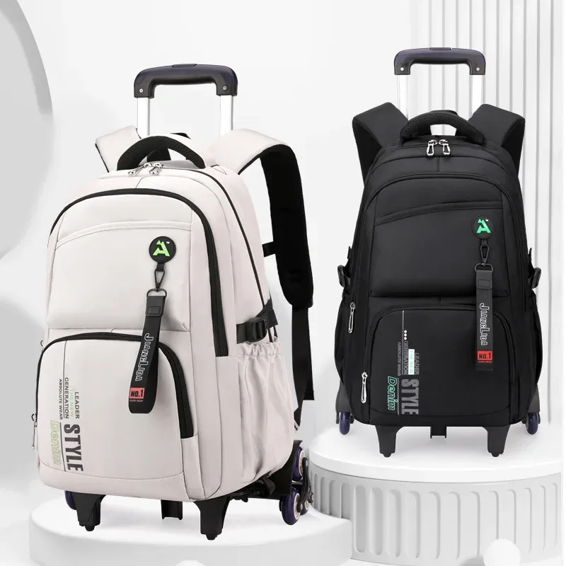 sac d'école avec roulettes sac à dos roulant pour garçon enfants étudiant sac à dos à roulettes chariot sac d'école chariot de voyage sac à dos bagages