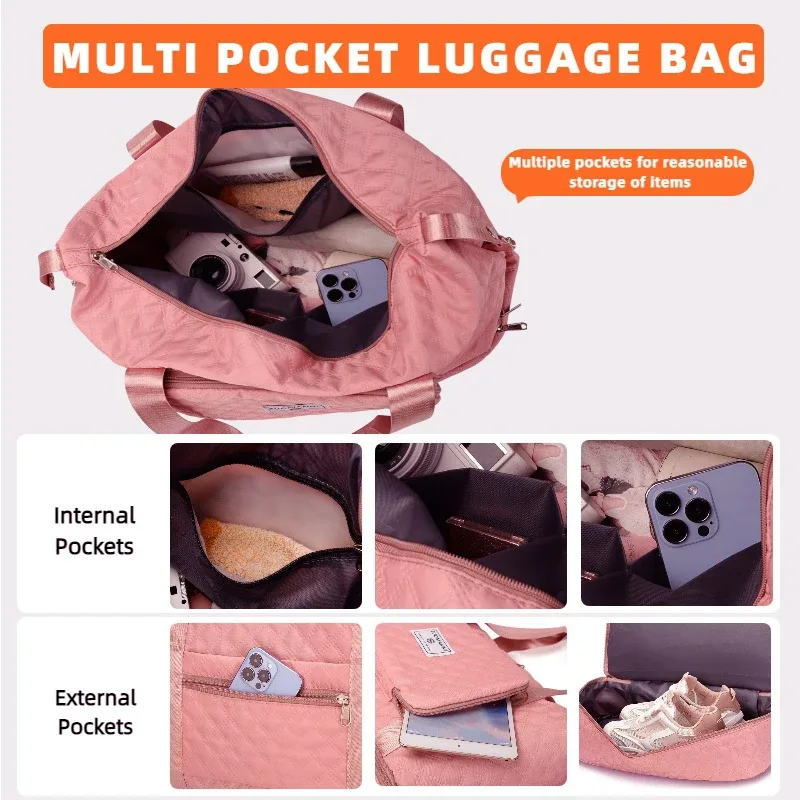 sac de voyage de grande capacité avec compartiment à chaussures indépendant, sac de week-end, sac de voyage pliable pour la salle de sport, le yoga et les voyages