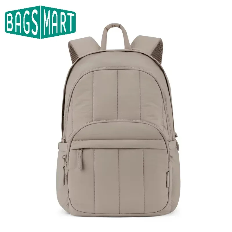 sac dos nylon matelassé gris chic compacts documents accessoires voyage travail étudiant ordinateur portable
