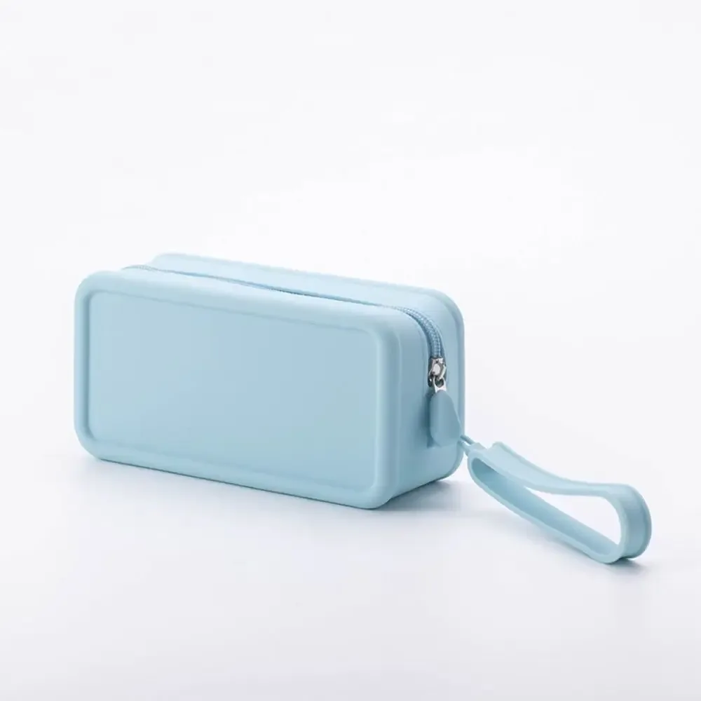 nouvelle pochette à monnaie en silicone imperméable grande capacité, étui pour écouteurs, pochette de voyage unie avec fermeture éclair, trousses et étuis cosmétiques pour étudiants