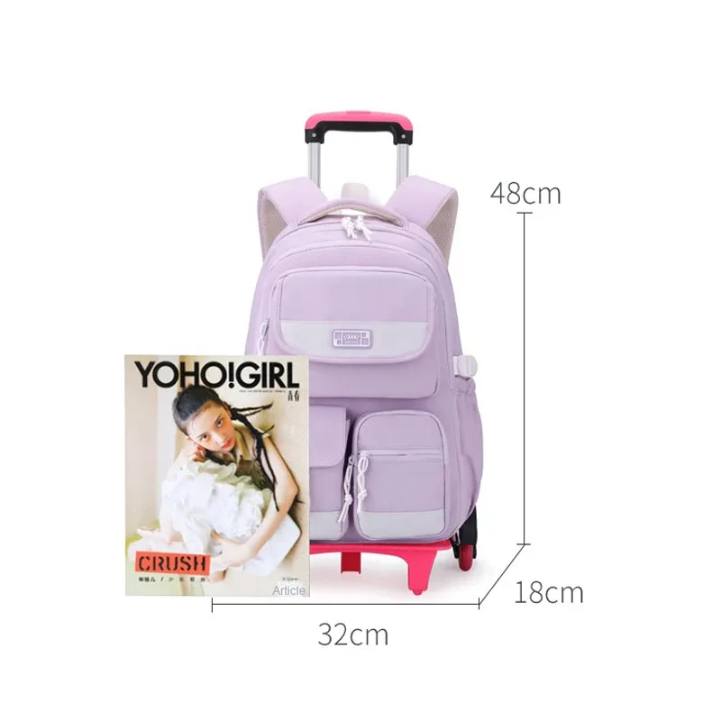 sac à dos d'école à roulettes pour adolescentes, cartable à roulettes, sacs de voyage pour étudiants et enfants, notification