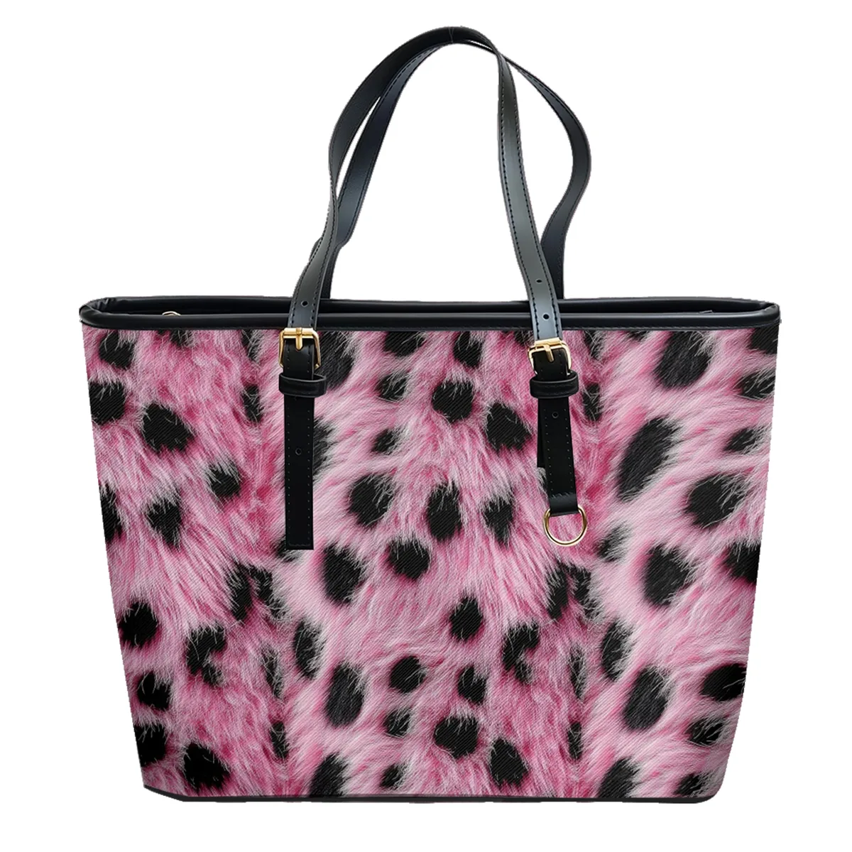 sac à bandoulière en cuir pvc oxford imprimé léopard rose, fourre-tout de voyage léger à fermeture éclair, sac à main de week-end pour le travail quotidien