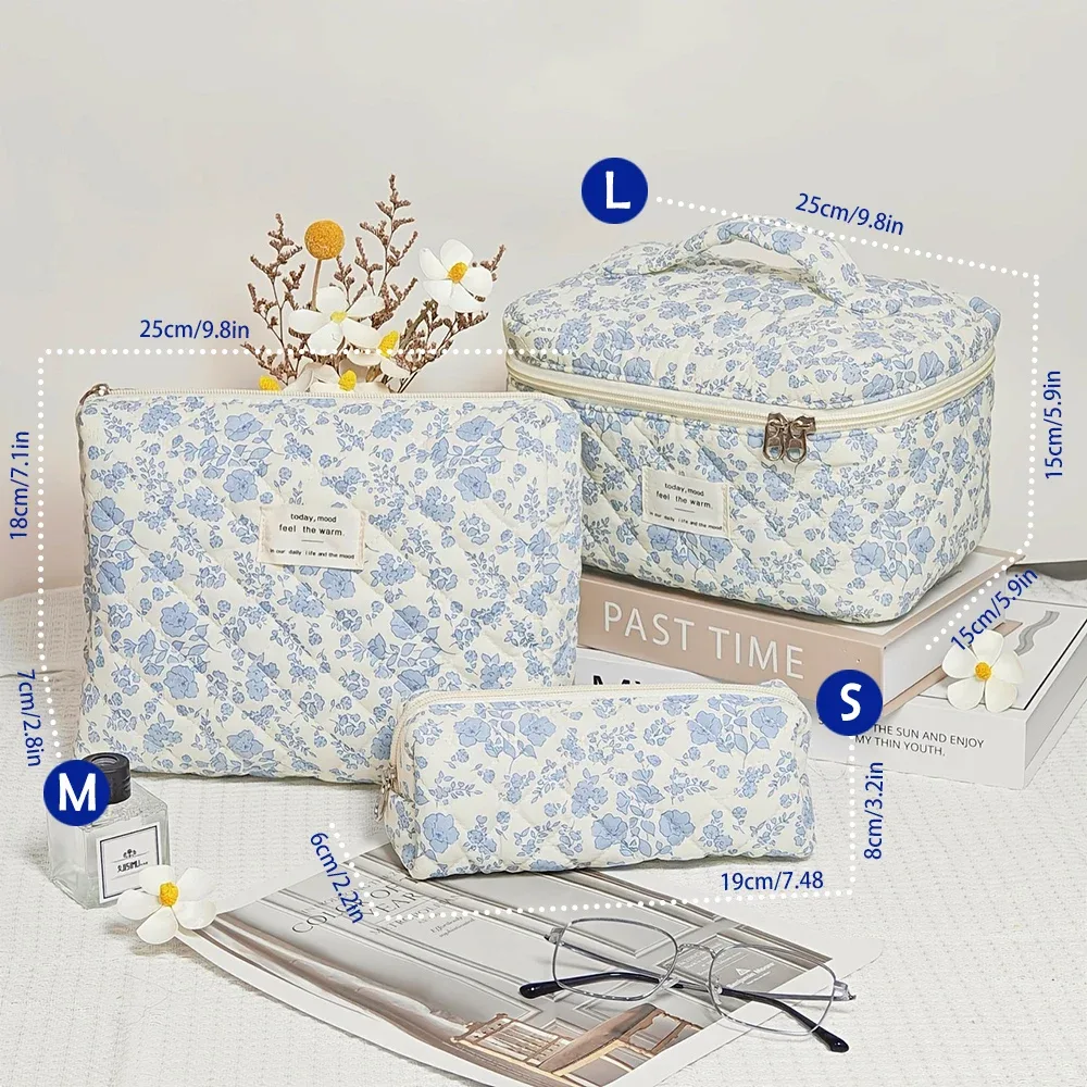 sac à cosmétiques de voyage à motif floral, sac à cosmétiques portable adapté aux voyages et aux essentiels scolaires pour femmes, trousse de maquillage