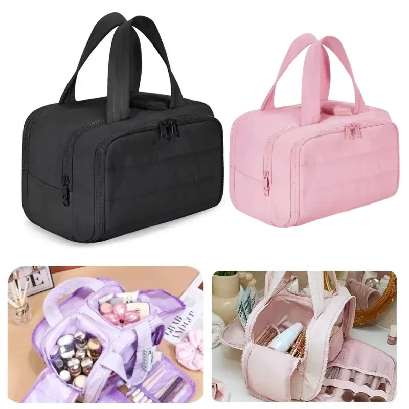 sac de maquillage de grande capacité pour femmes, portable, voyage, soins de la peau, organisateur de rangement de toilette, sac à main pour dames, étuis à cosmétiques à fermeture éclair, sacs de lavage