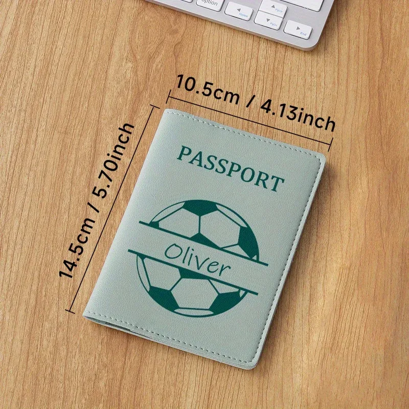 porte-passeport personnalisé avec motif de football, portefeuille de voyage avec emplacements pour cartes et porte-carte d'identité, cadeau élégant pour hommes et femmes