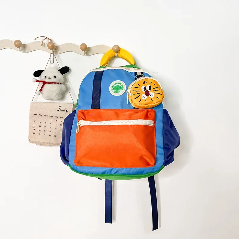 sac à dos pour enfants, nouvelle collection coréenne, décontracté, color block, en coton, avec poignée, pour la maternelle, léger, en promotion de la saison