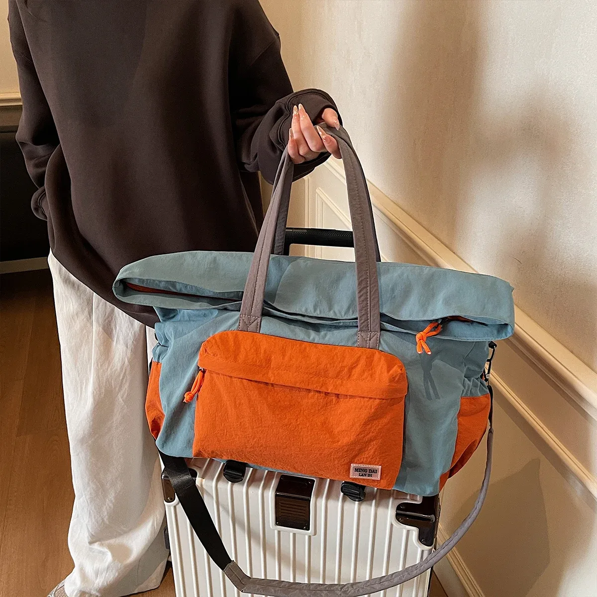 sac à bagages léger pliable pour femme, sac de sport à bandoulière extensible de grande capacité, sac de voyage portable pour courte distance, sac à bandoulière pour homme pour la randonnée et le camping