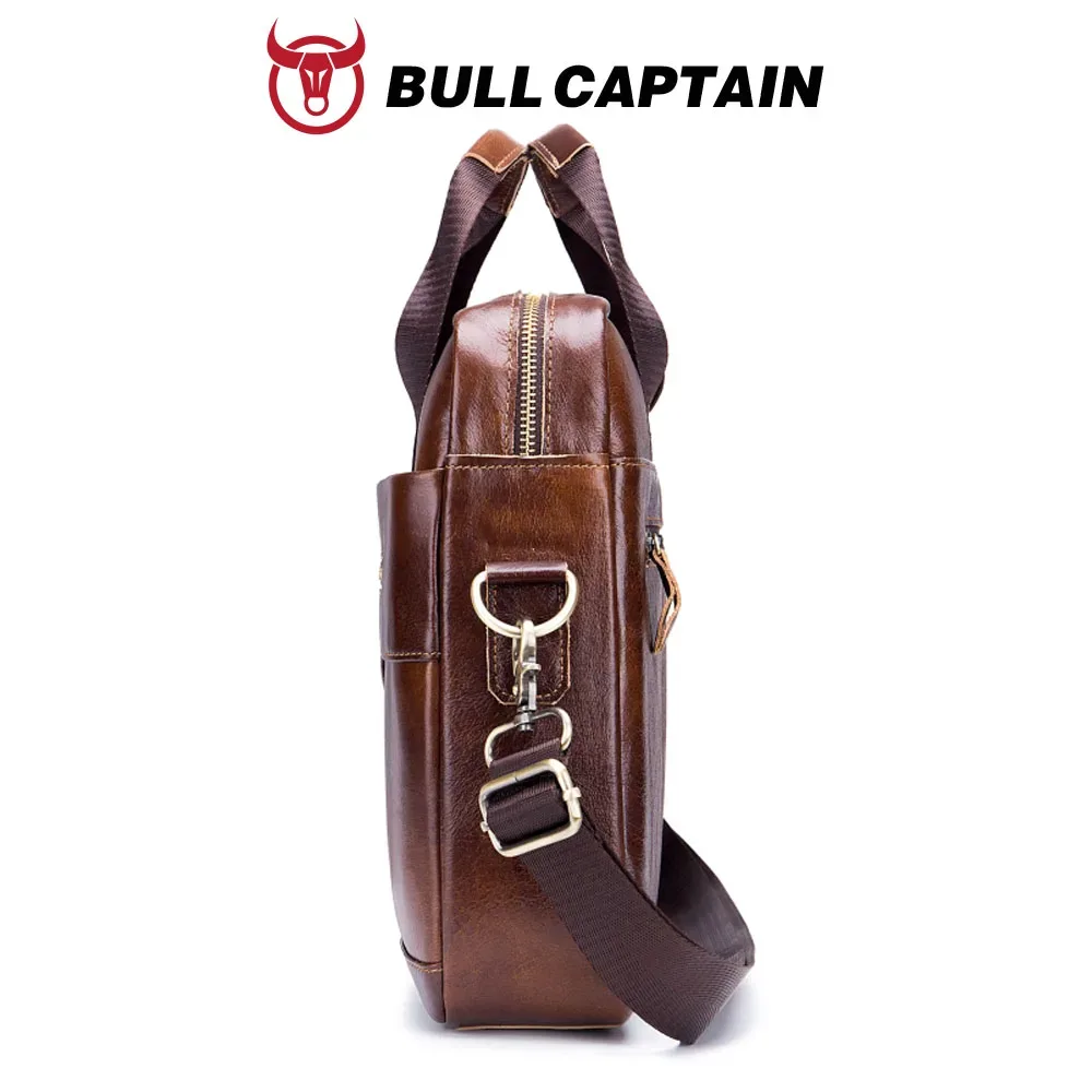 sacoche cuir vache marron top-grain leather poignée souple bandoulière amovible polyester intérieur informatique usage voyage business