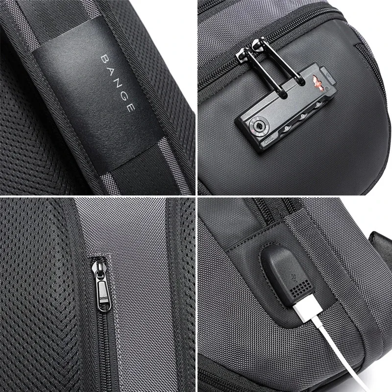 bange nouveau modèle classique sac bandoulière antivol pour homme, léger, avec port usb, pour affaires et extérieur