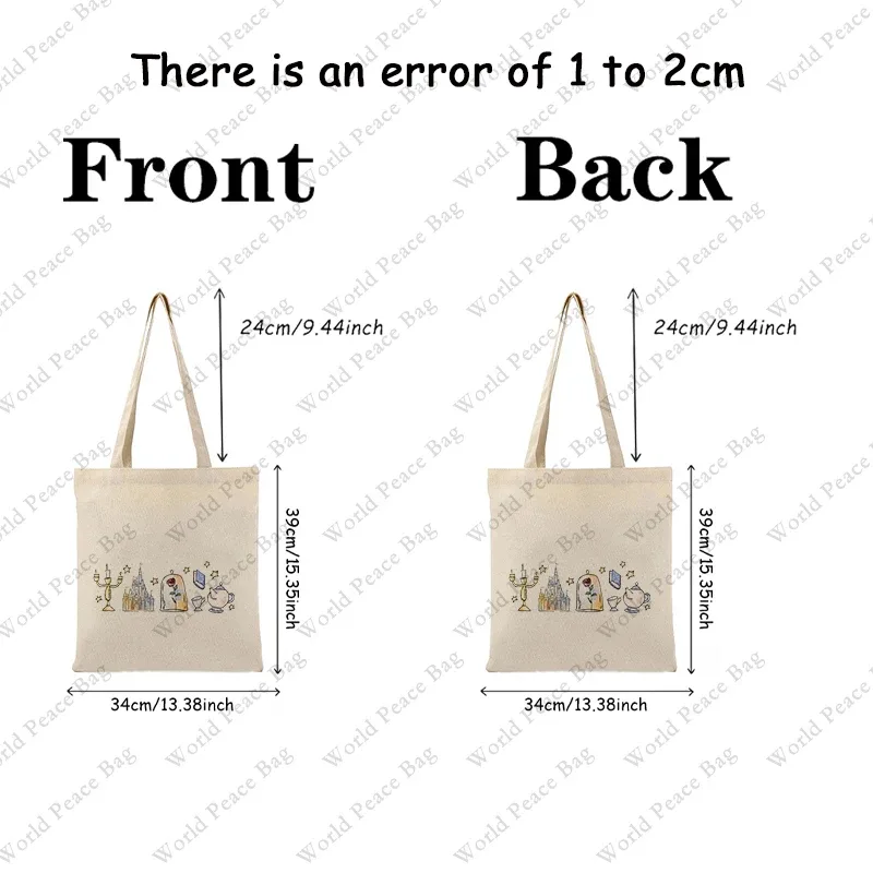 sac fourre-tout en toile à motif princesse, motif "une histoire aussi ancienne que le temps", sac à bandoulière pour les voyages et les trajets quotidiens, sac de shopping réutilisable pour femmes.