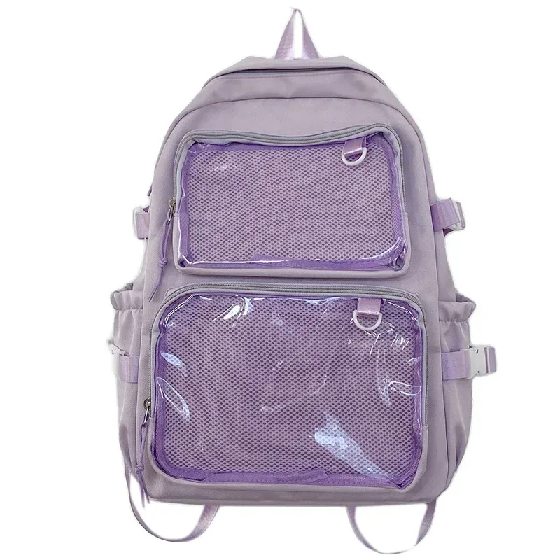sac dos nylon transparent noir blanc rose voyage fenêtres claires affichage broches organisateur élégant