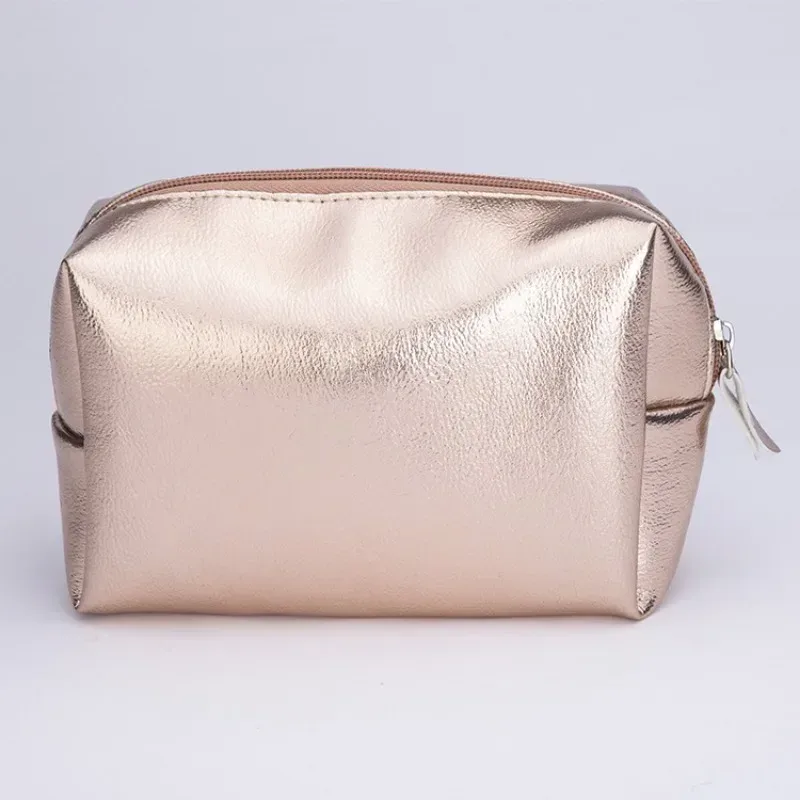 portefeuille doré à paillettes brillantes simples, sac à main cosmétique, trousse de maquillage, articles de toilette portables pour femmes, sac de rangement de soins de la peau, pochette de rangement