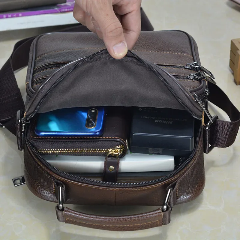 mode chaude hommes sacs de messager sacs à main en cuir véritable pour homme marque de luxe mâle sac à bandoulière pour mini pad garçon sac à bandoulière