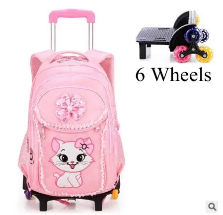 valise sac dos roulettes nylon fleur chat rose filles école voyage transport scolaire jeunesse