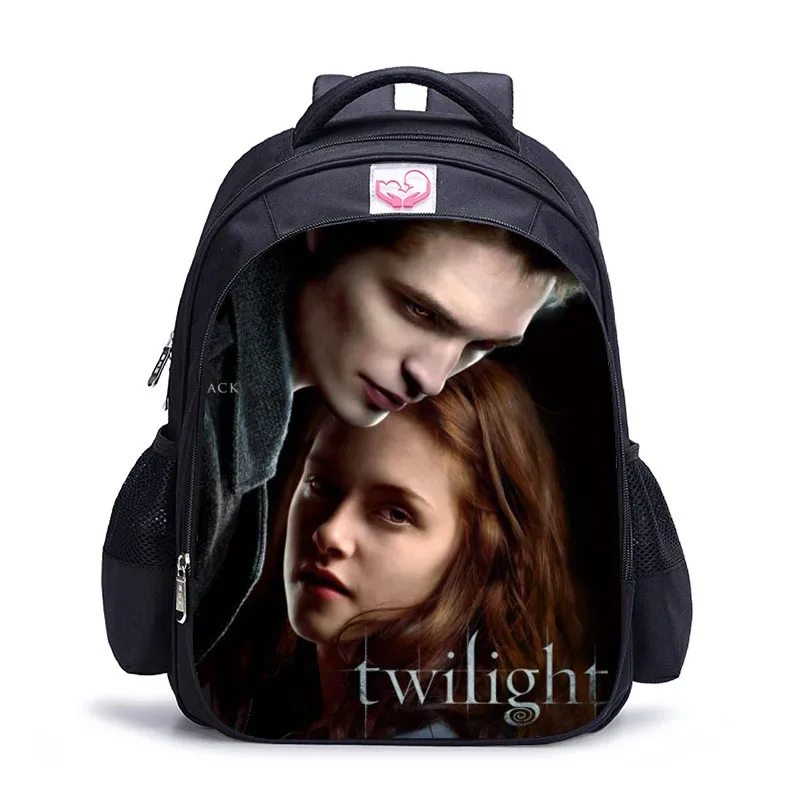 sac dos polyester twilight personnages imprimés pochette mesh latérale poche fendue ceinture air enfant adolescents usage école jour