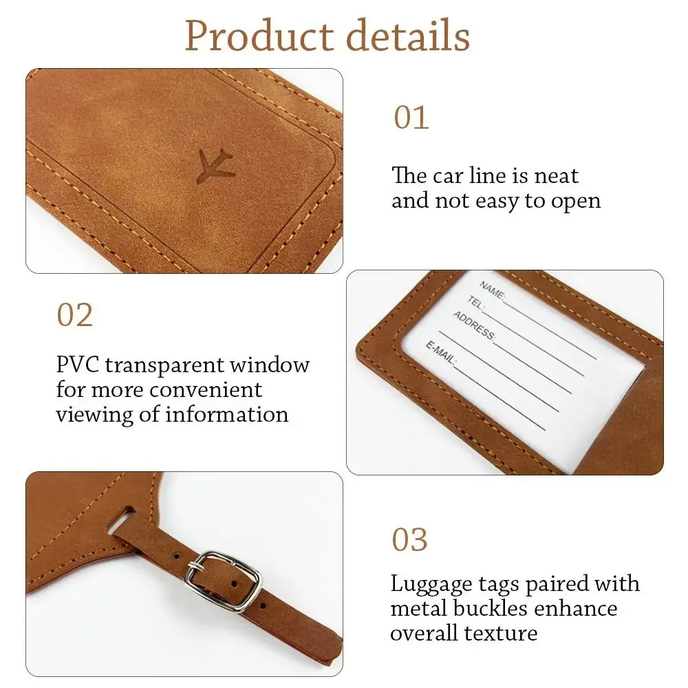étiquette bagage nylon transparente marron doré orange rose voyage lot six pièces identification valise nom adresse