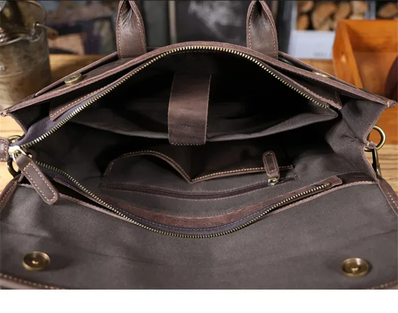 pndme affaires vintage designer crazy horse peau de vache porte-documents pour hommes décontracté bureau travail en cuir véritable avocat sac à main pour ordinateur portable