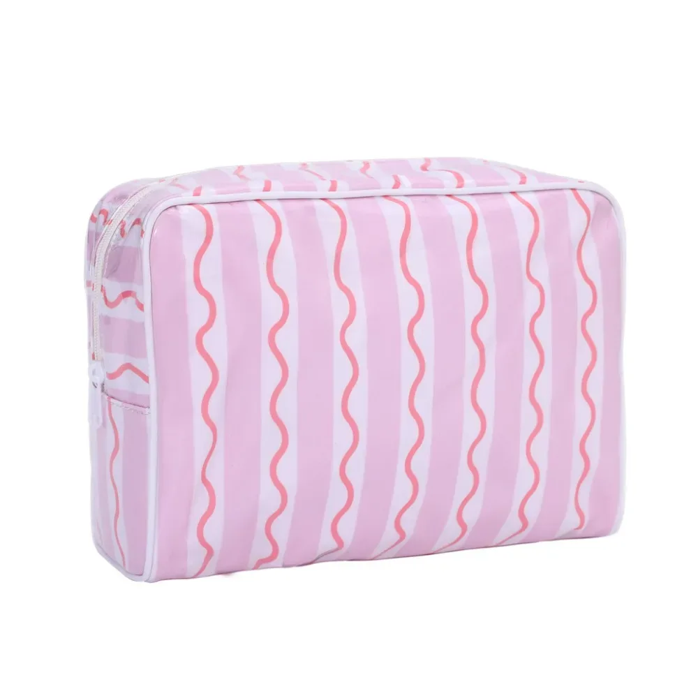 sac à cosmétiques en polyester pvc, double couche, imperméable, organiseur de maquillage portable, sac de rangement pour cosmétiques imprimé en couleur, voyage en plein air