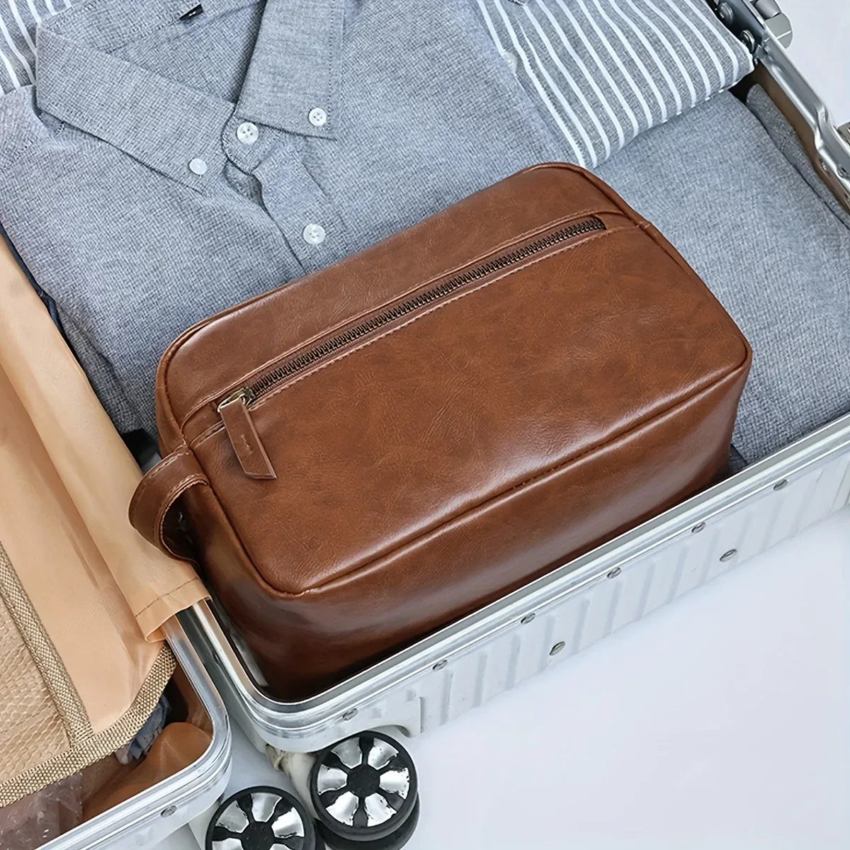 trousse de toilette vintage pour homme - trousse de voyage de luxe suspendue pour cosmétiques, sac de lavage pour voyages d'affaires, organisateur de maquillage masculin, pochette de rangement