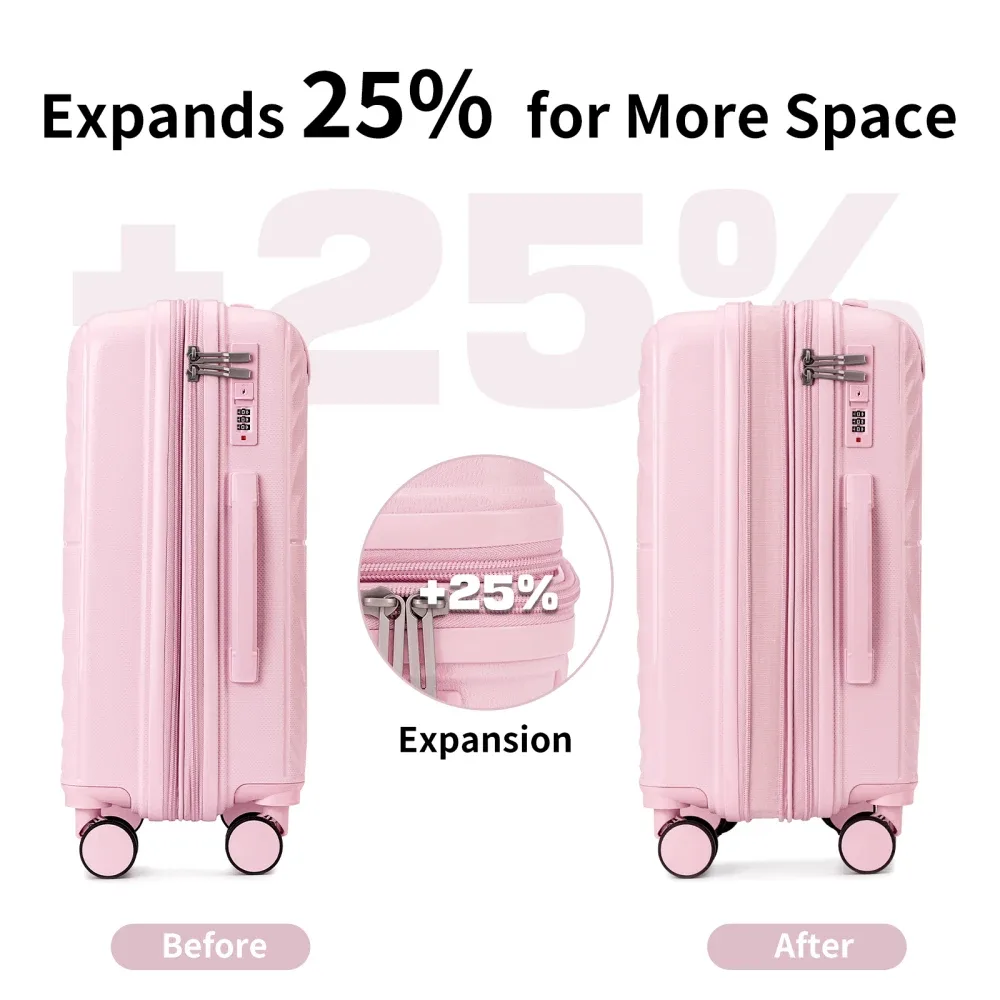 ensemble de 3 valises légères extensibles en pp de 20 pouces avec roulettes