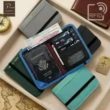 portefeuille de voyage anti-rfid, porte-passeport multifonction, étui pour cartes de crédit, organisateur de documents d'identité pour hommes et femmes, pochette antivol