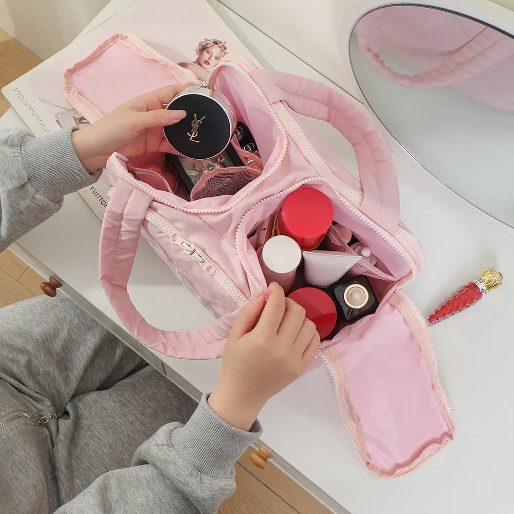 grande trousse de maquillage portable légère pour femme, sac de rangement polyvalent de voyage, organisateur à main, pochette cosmétique, trousse de toilette