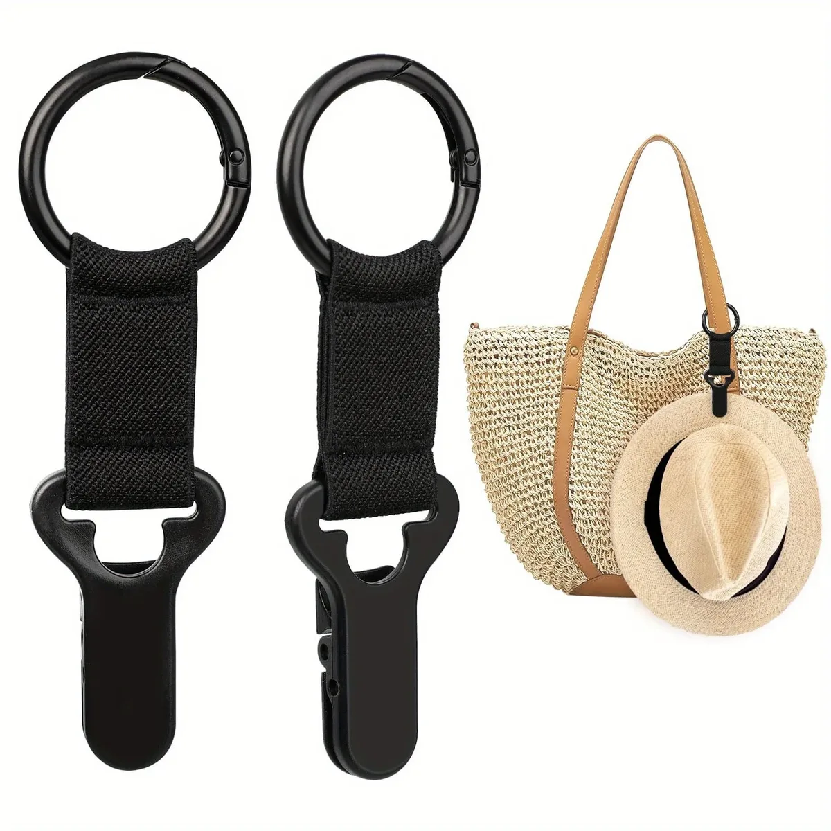 clip voyage multifonctionnel plastique noir cintre sac portable anti perte vacances plage croisière transport sac dos bagage fixation chapeau
