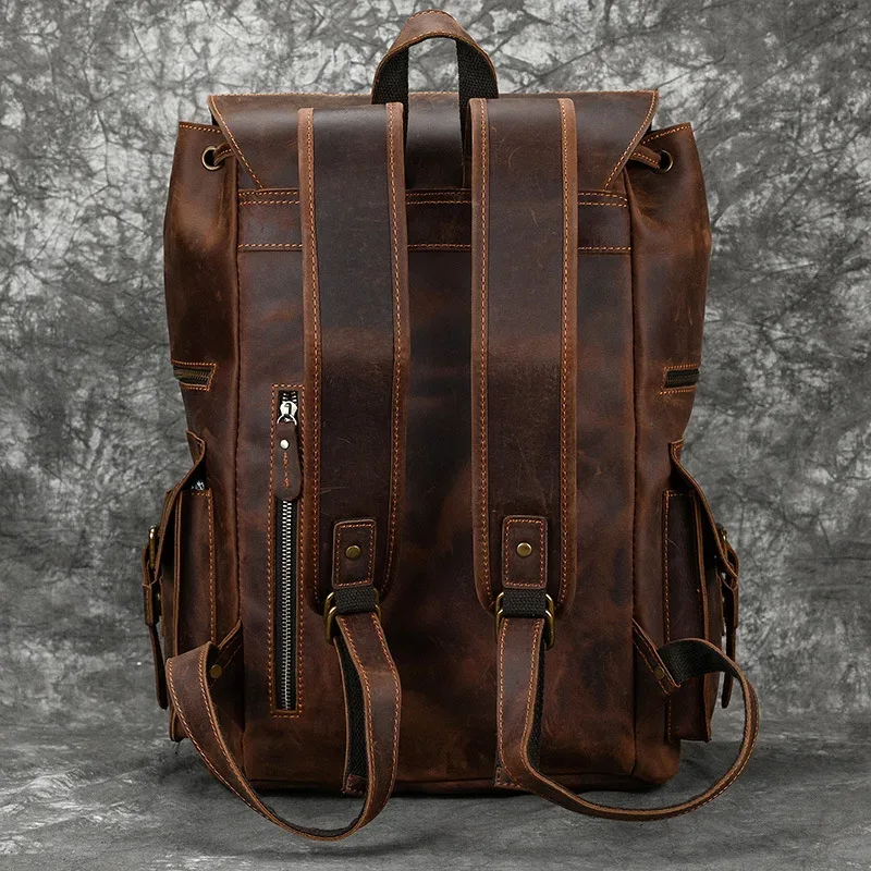 luufan-sac à dos en cuir véritable de grande capacité pour homme, sac à dos pour ordinateur portable 17 pouces, sac à bandoulière multifonction, sac à dos de voyage pour homme