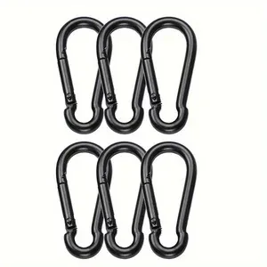 crochet d'extérieur en fer noir pur, 6 pièces, équipement de sport, anneau de suspension, clip à ressort, crochet pour sac à dos