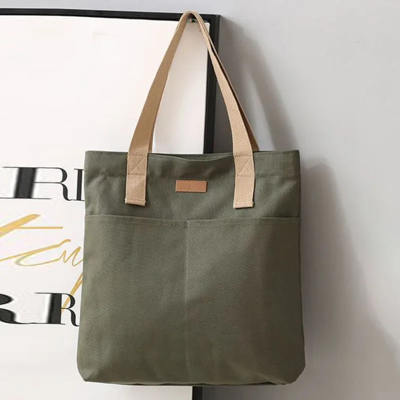 femmes toile sac fourre-tout couleur unie concepteur dames sac à main décontracté sac à bandoulière grande capacité coton réutilisable shopping sac de plage