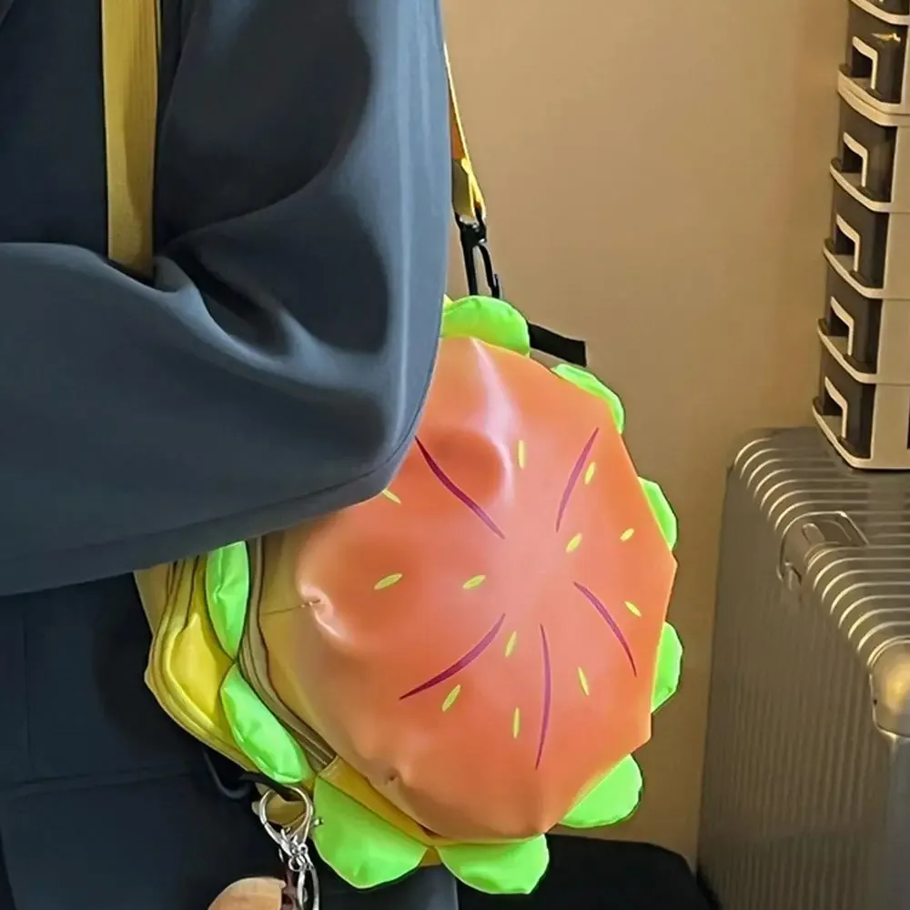 sac à bandoulière hamburger de dessin animé, sac à dos cheeseburger en pu, cartable de grande capacité, sac messager pour voyage en plein air, cadeau pour filles