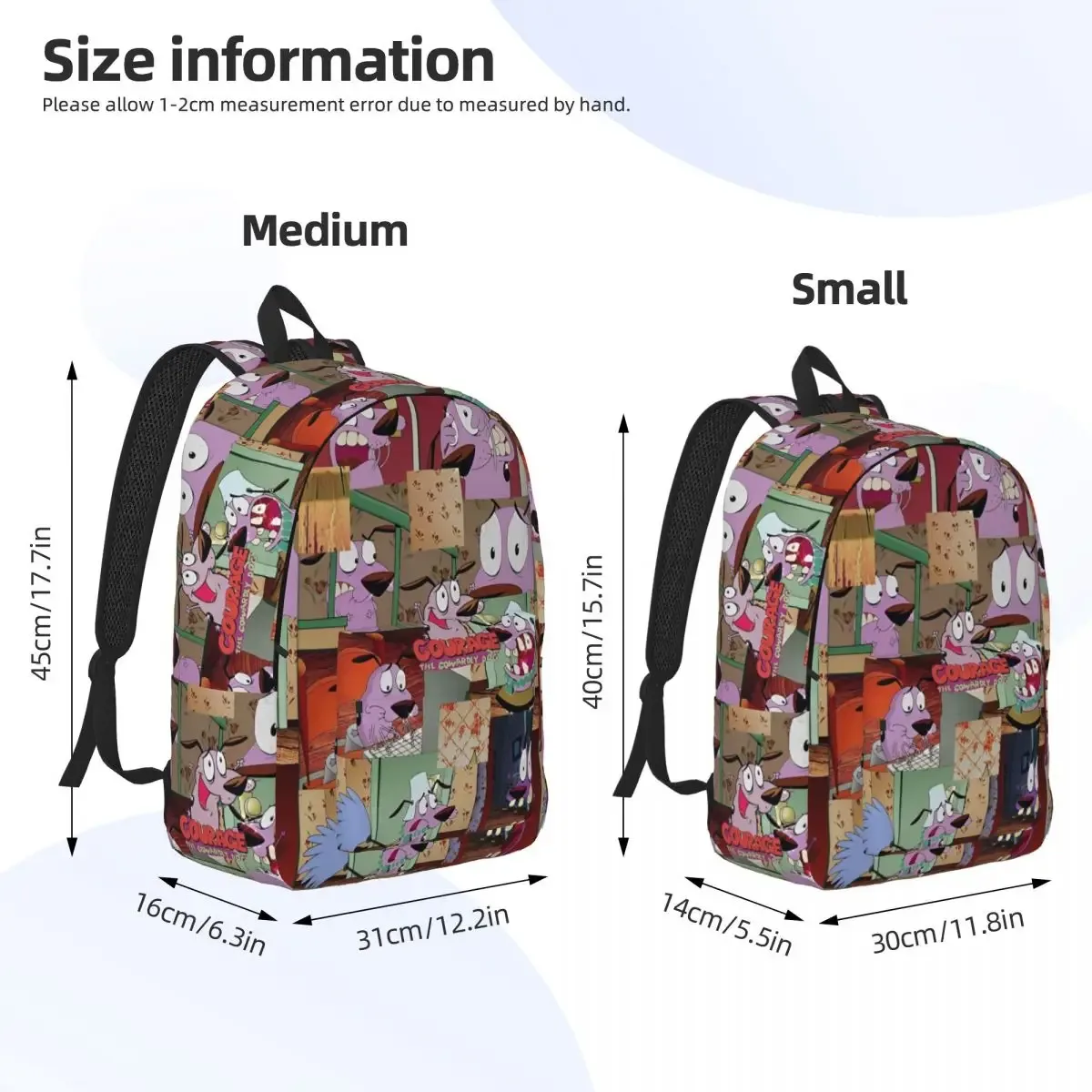 sac à dos drôle de dessin animé pour hommes et femmes, sac à dos en toile pour ordinateur portable, sac de voyage, sac de randonnée, sac à dos de comédie, chien lâche, c-courage, durable, lycée, mignon