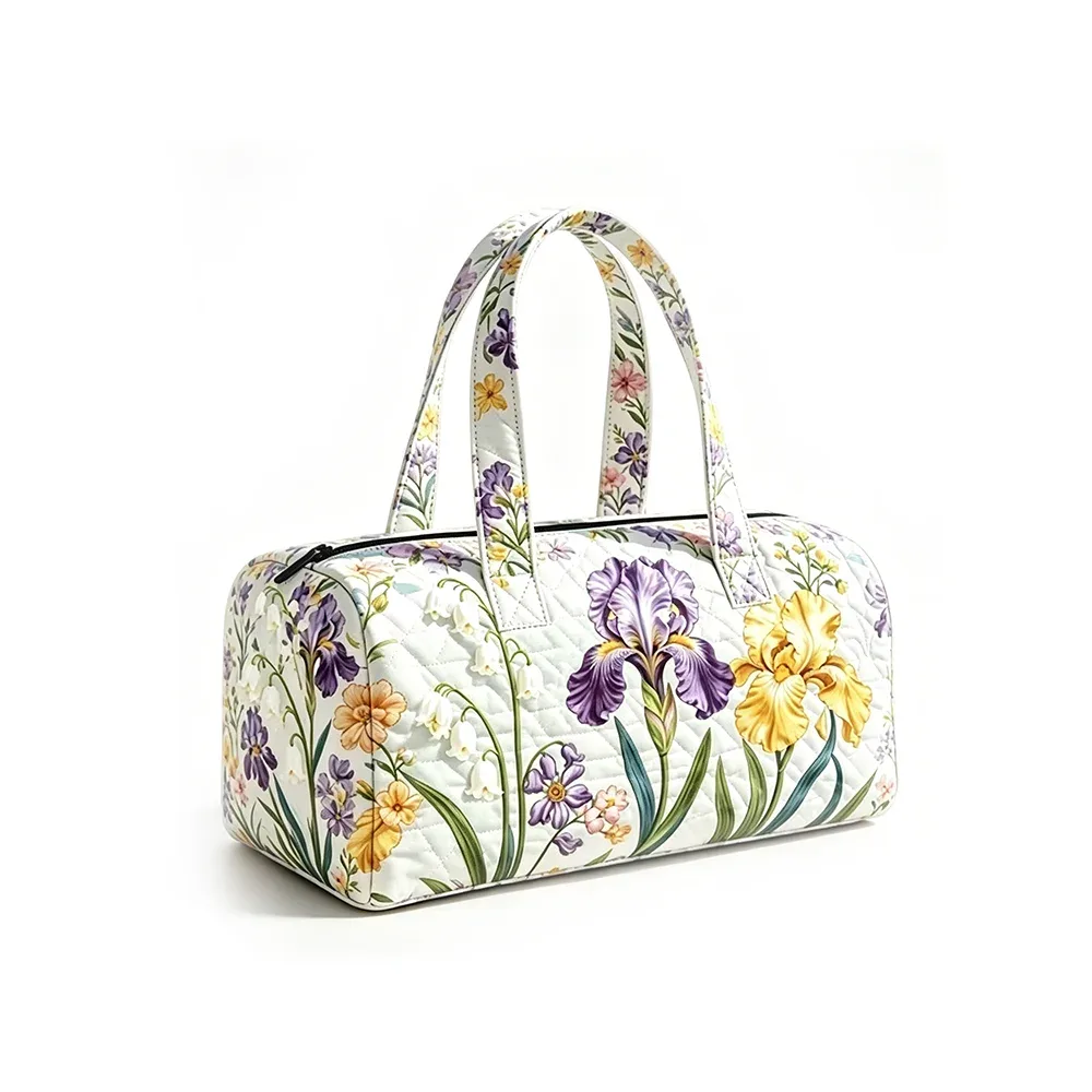 sac de voyage matelassé à imprimé floral vache, sac de week-end léger, bagage à main pour la gym, les sports et les escapades
