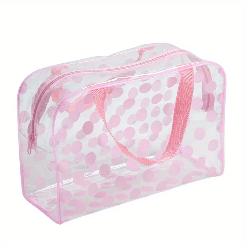sac de rangement de voyage transparent, 1 pièce - trousse de maquillage transparente portable, trousse de maquillage de voyage, sac à fermeture éclair en pvc, indispensable pour les vacances