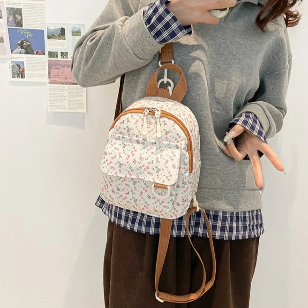 nouveau mini sac à dos imprimé fleuri sac de rangement en velours côtelé doux version coréenne sac à dos cadeau