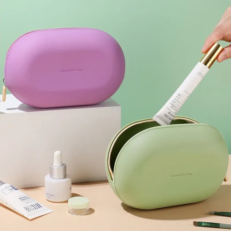 nouvelle trousse de toilette portable grande capacité pour voyage d'affaires, sac de rangement en silicone pour cosmétiques, trousse de maquillage étanche et mignonne