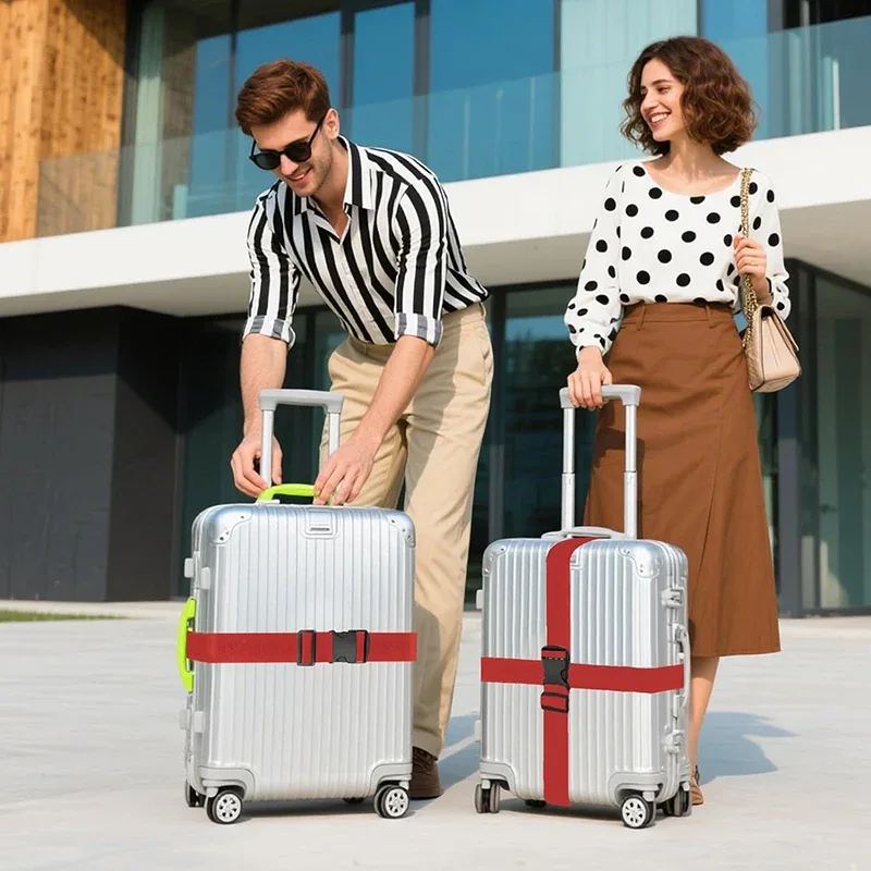 sangles de bagages durables antivol, 2 pièces, ceintures de valise de voyage aux couleurs vives, sangles de bagages réglables, accessoire de bagages de voyage