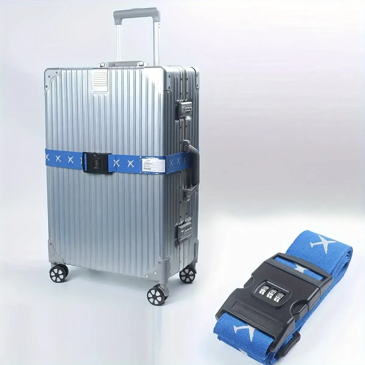 sangle de bagage portable légère multicolore avec verrouillage par mot de passe, sangle d'emballage lumineuse, sangle de bagage réfléchissante, verrouillage par mot de passe